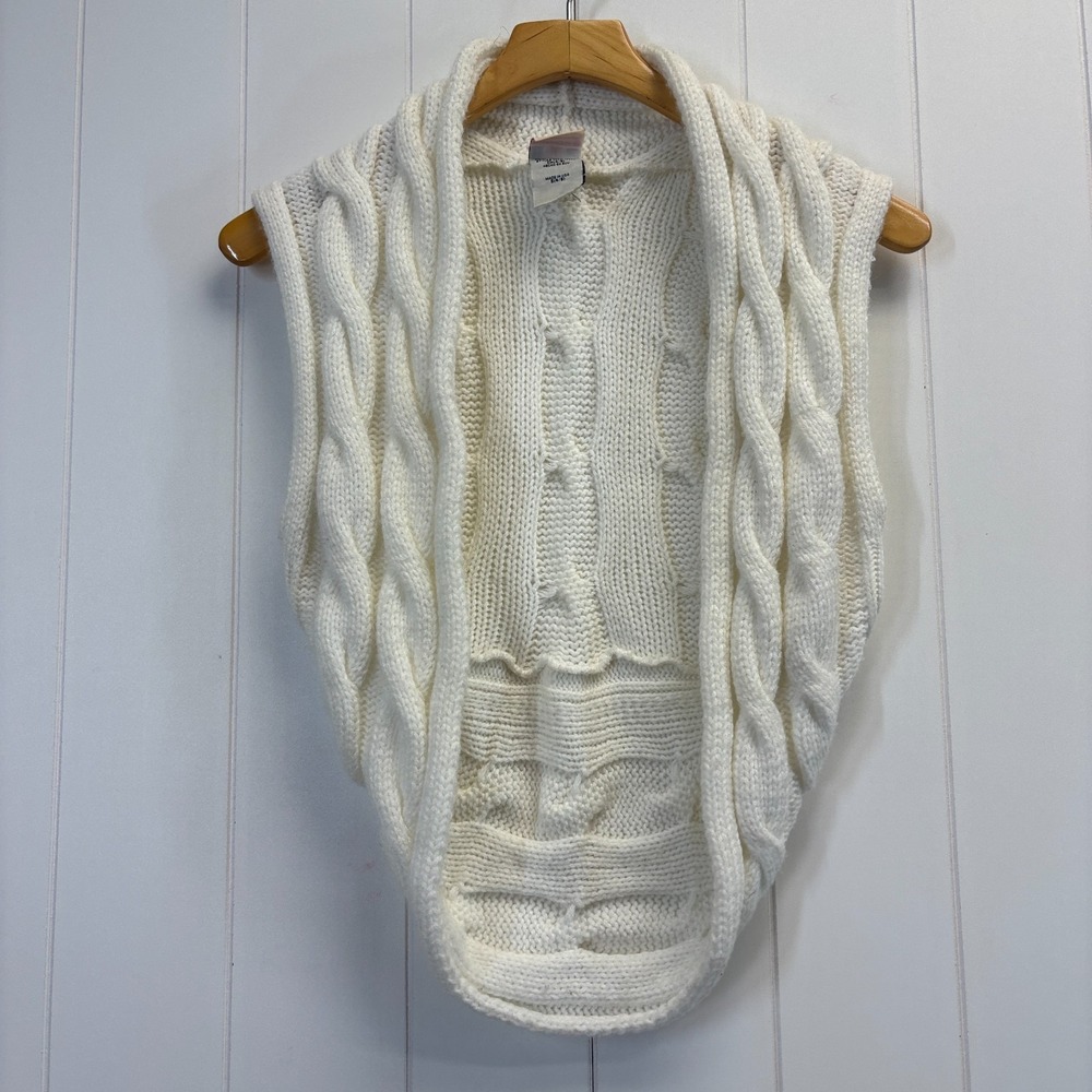 Faded Glory Y2K Cable Knit Shrug Vest Women Size S Indie Sleaze Minimalist Chic